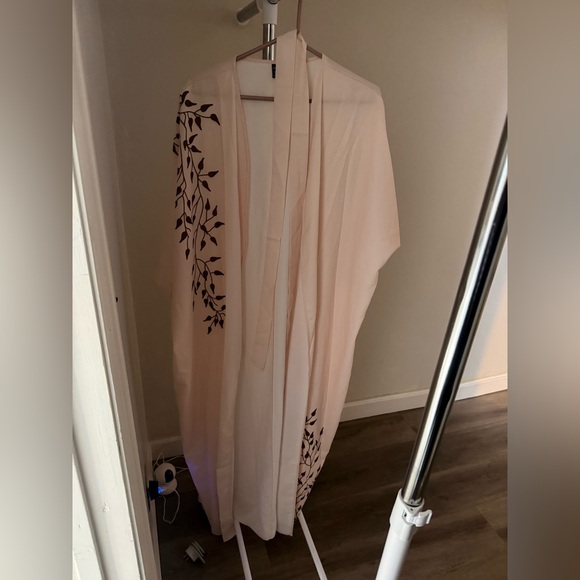 SHEIN Najma Plant Print Split Hem Belted Abaya Modest Maxi Cardigan - Picture 6 of 7